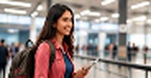 Traveler navigating at airport