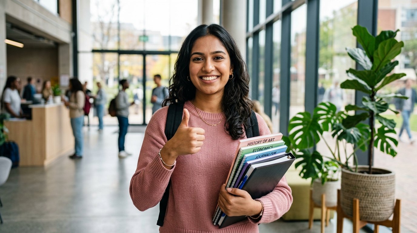 Student speaking English with confidence